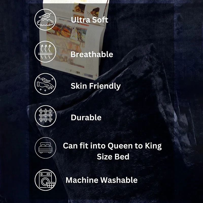 Casselle  Velvet Bedsheet (Navy Blue) - 300 GSM media 9