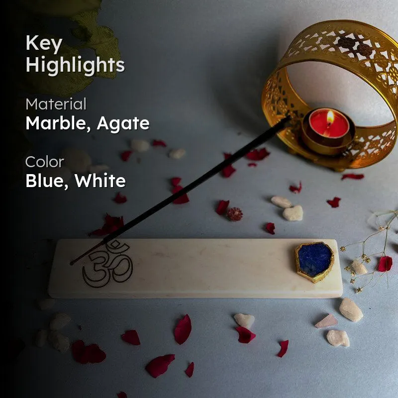 Om Marble Incense Holder With Agate Plating - Blue media 2