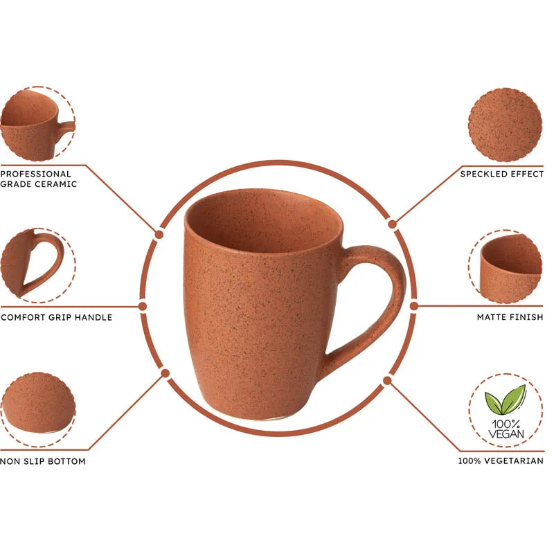 Sip & Style Ceramic Coffee Mug (Persian Orange/300 mL Each) - Set Of Six media 5