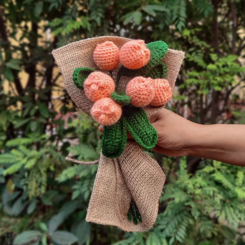 Crochet Handmade Tulip Bouquet (Peach) - Set Of Six media 1