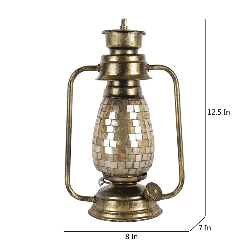 Avina Mosaic Lantern Iron Table Lamp - Gold media 5