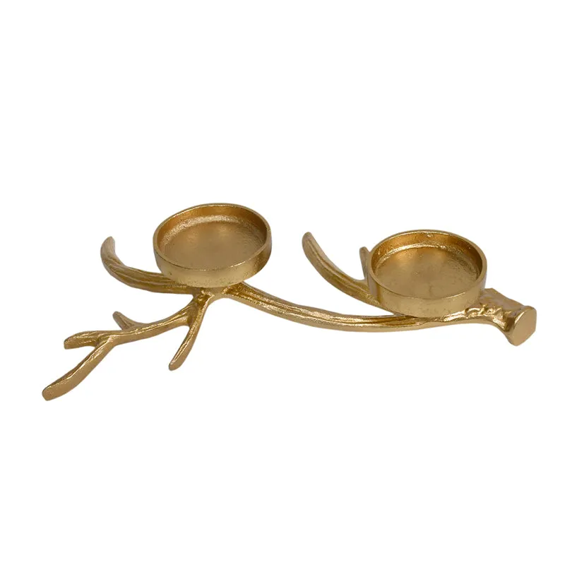 Antler Charm Candle Holder - Golden media 4