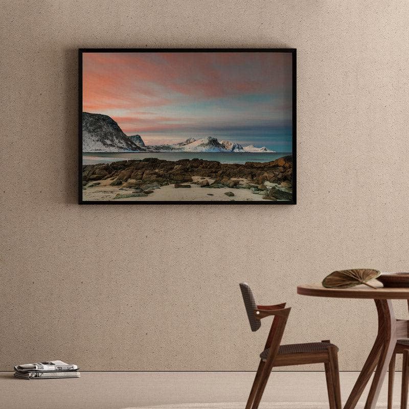 Winter Dawn Canvas Wall Painting - Black Frame