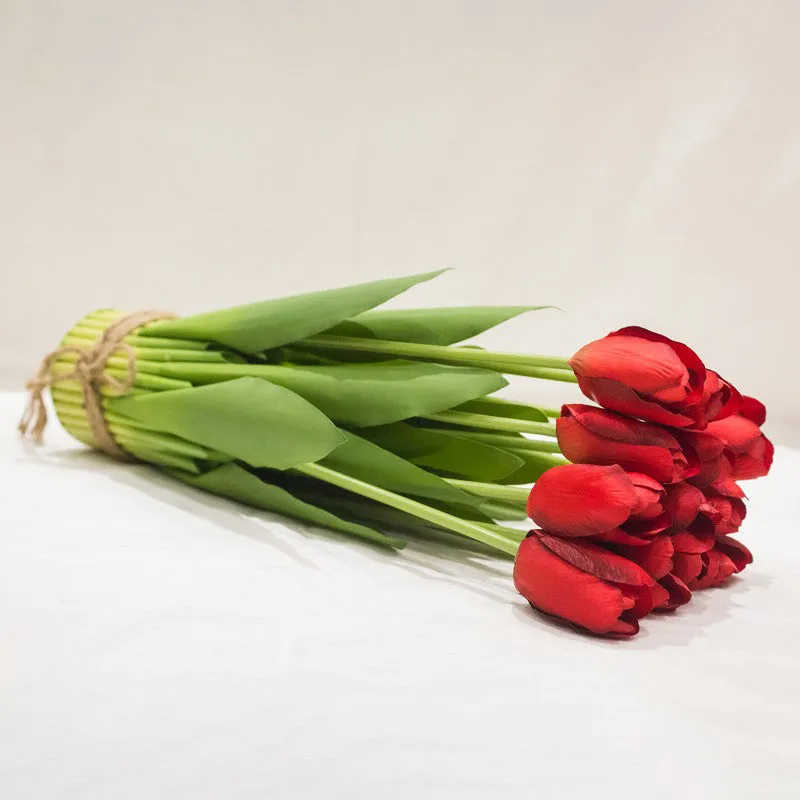 Artificial Tulip Flower Bunch Timeless Charm - Red media 4