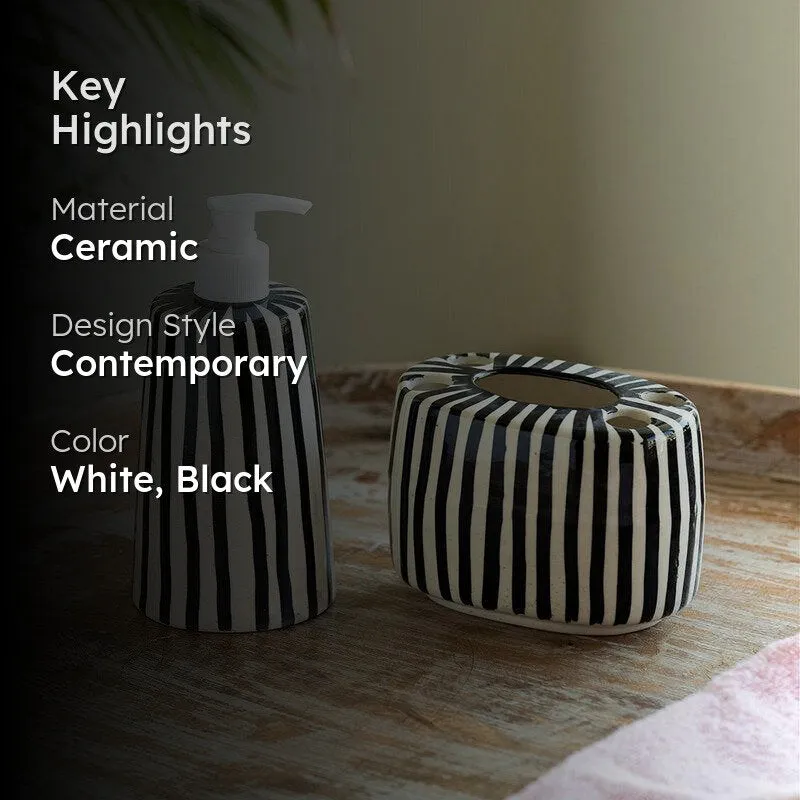Zebra Stripia Handpainted Bathroom Set - Two Piece Set media 2
