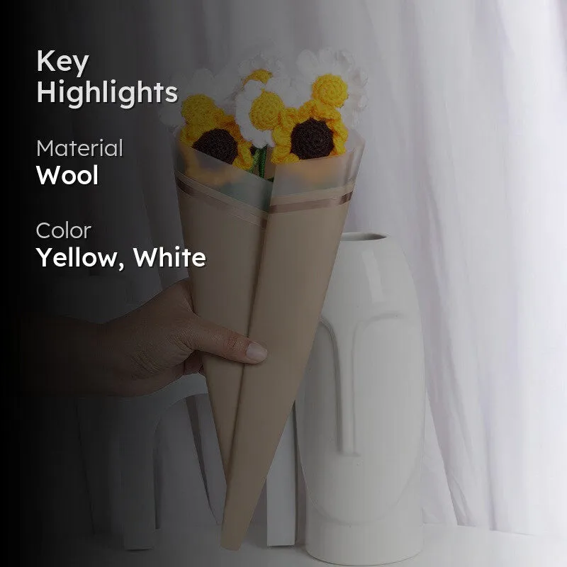 Crochet Handmade Tulip Bouquet (Yellow,White) - Set Of Six media 2