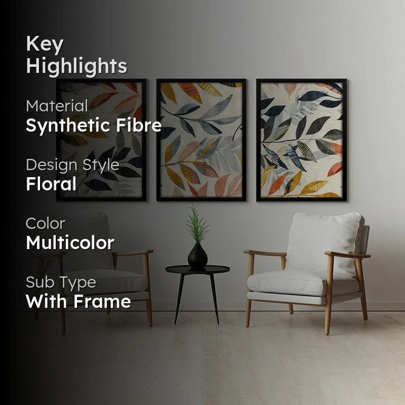 Sun-Kissed Leaves Wall Art With Frame - Set Of Three media 2