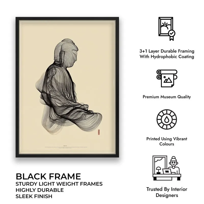 Resting Thought Buddha Archival Paper Wall Painting With Black Frame media 9