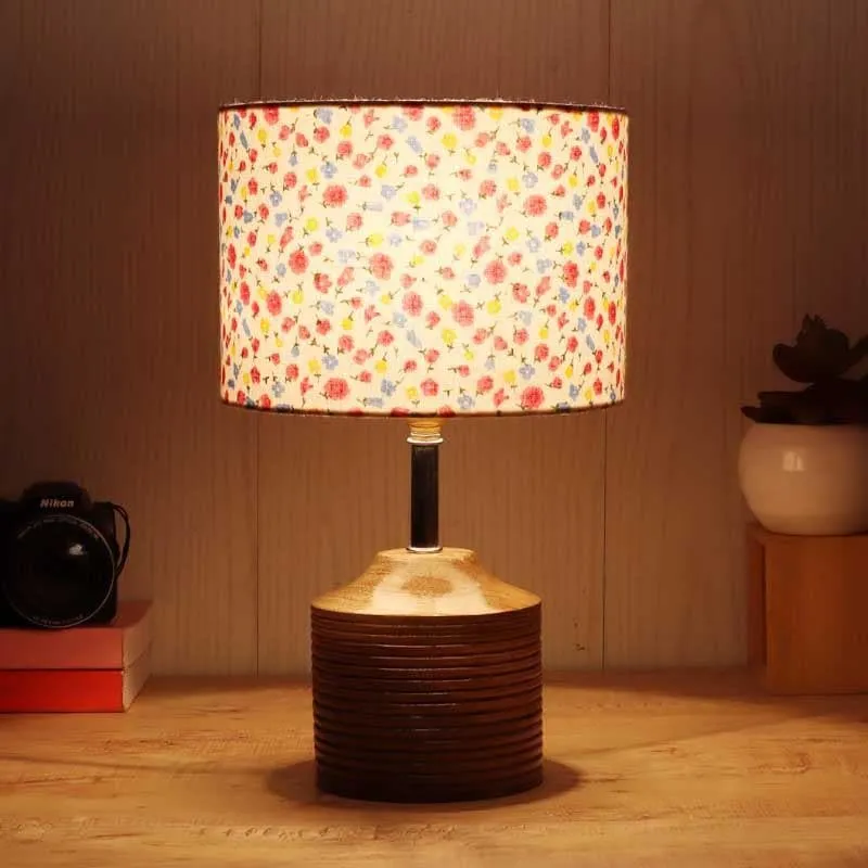 Floral Burst Fabric Table Lamp - Multicolor media 1