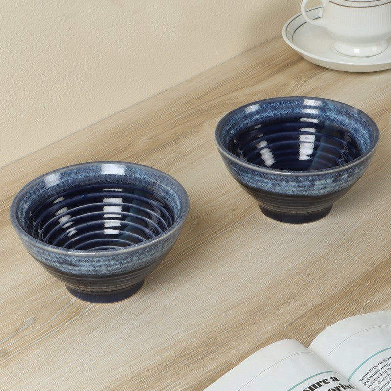 Ceramic Soup Bowls (Blue,400 mL Each) - Set Of Two
