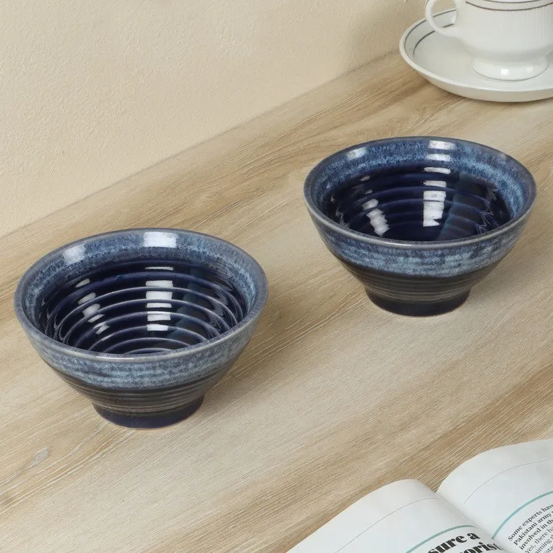 Ceramic Soup Bowls (Blue,400 mL Each) - Set Of Two media 1