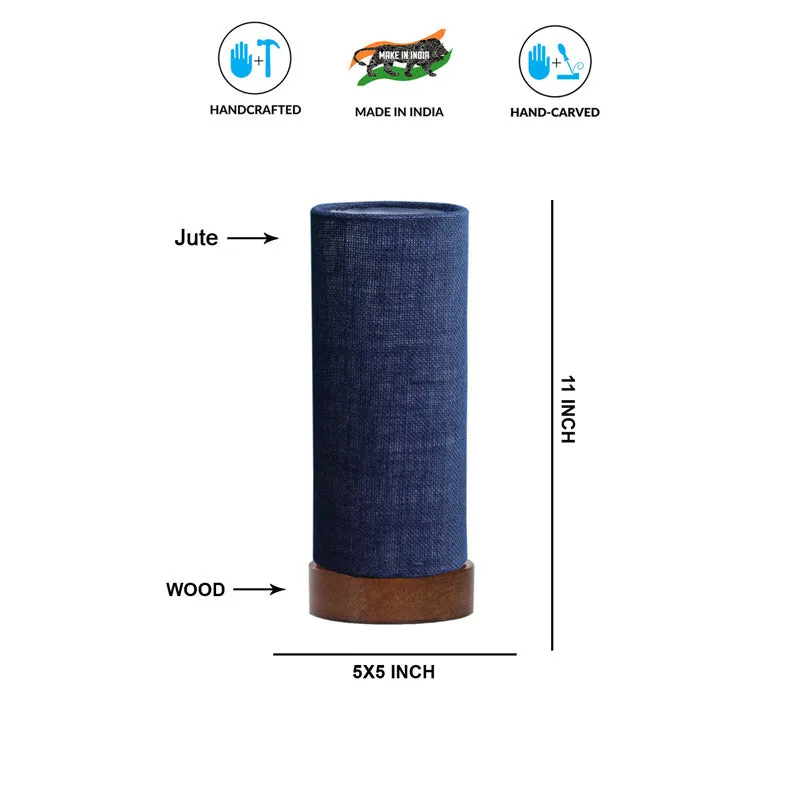 Jaala Tower Wooden Table Lamp With Jute Shade - Brown,Blue media 6