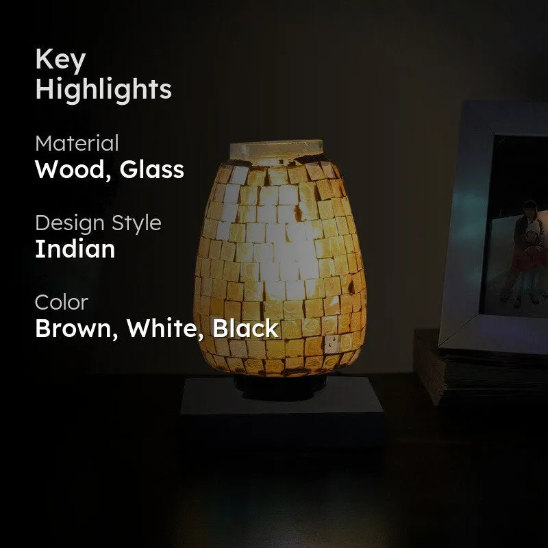 Crysteeva Mosaic Glass Table Lamp With Wooden Base media 2