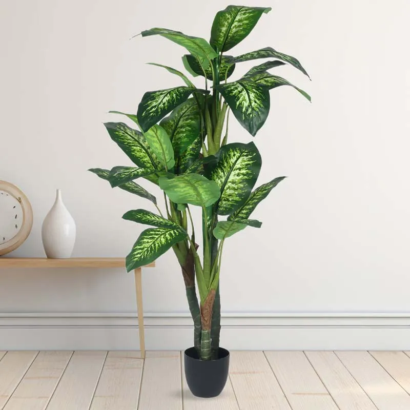 Faux Lush Dieffenbachia Plant With Black Plastic Pot - 2.0 Feet media 3