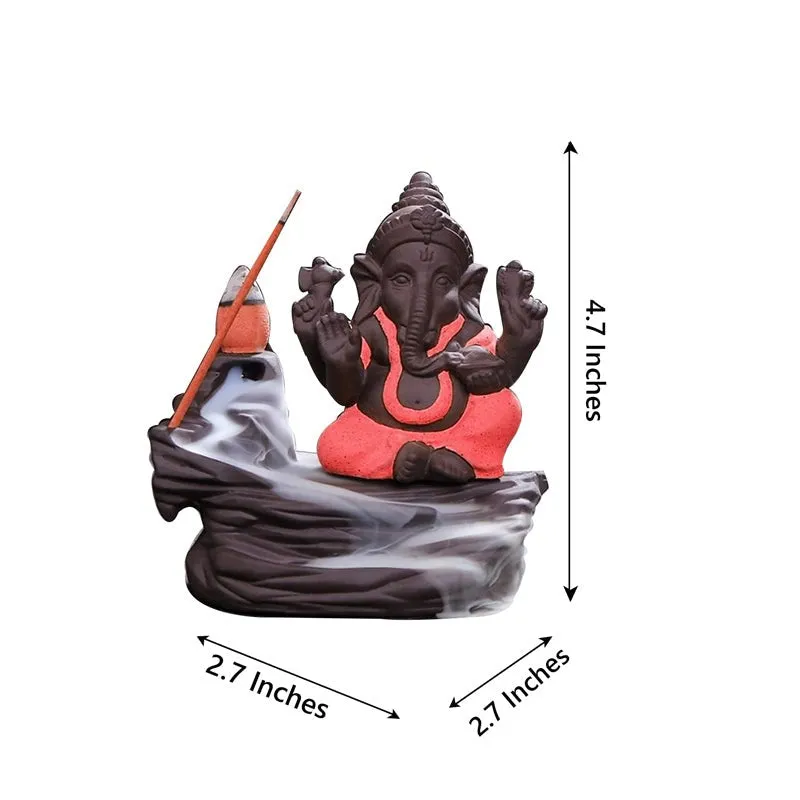 Lord Ganapathi Smoke Fountain - Peach & Black media 5
