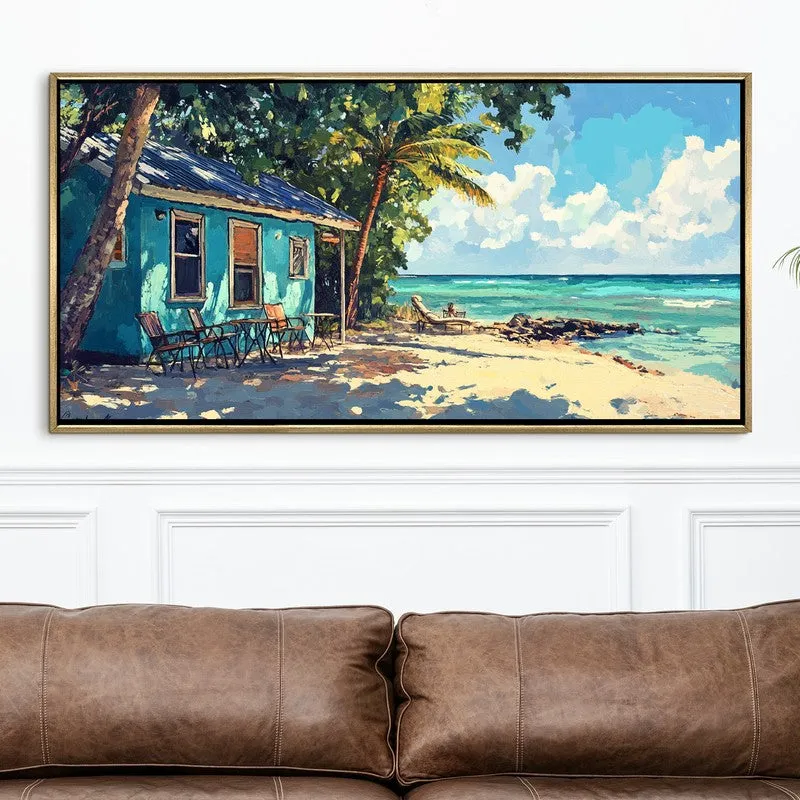 Aquamarine Canvas Wall Painting With Frame media 4