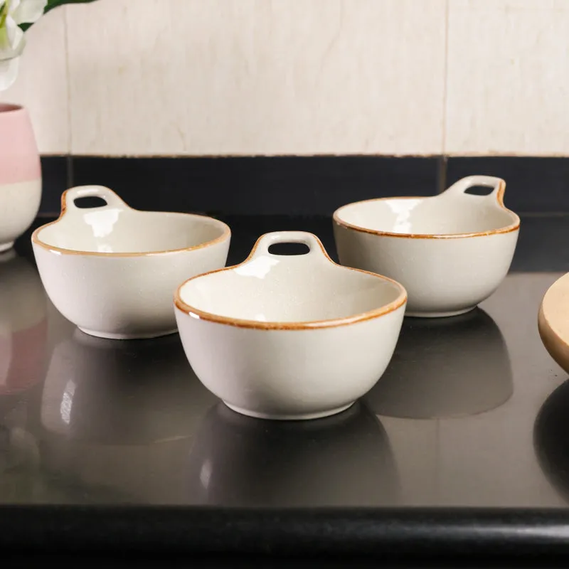 Zyric Rustic Edge Serving Bowl with Handle(300 mL) - Set Of Three media 3