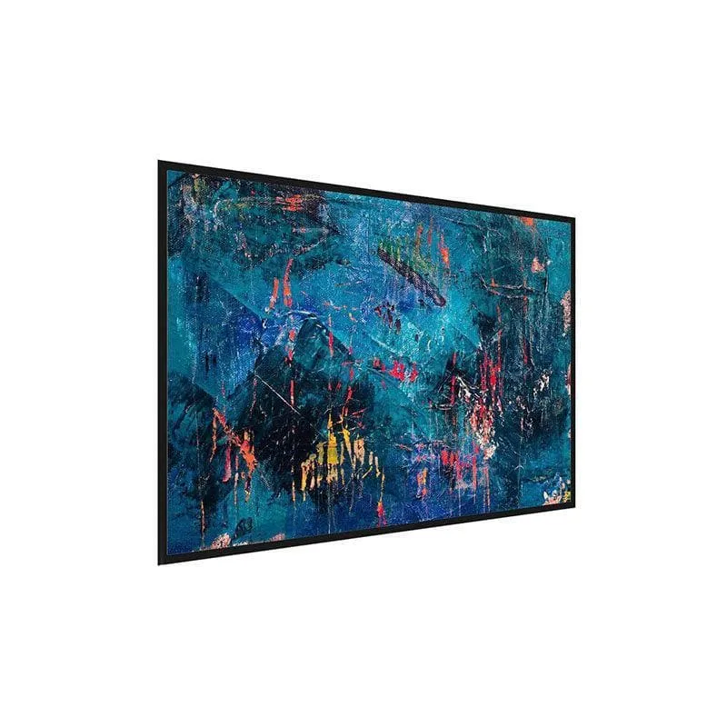 Cobalt Blue Abstract Canvas Painting - Black Frame media 3
