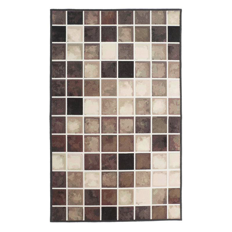 Earthy Checkers Anti-Skid Carpet