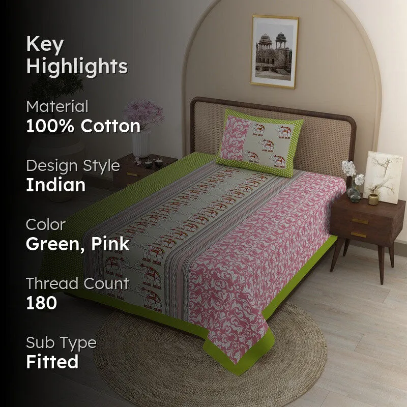 EliteDream Cotton Bedsheet (Green) - 180 TC media 2