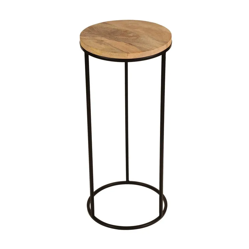 Wooden Top Base Aluminum Side Table - Small media 5