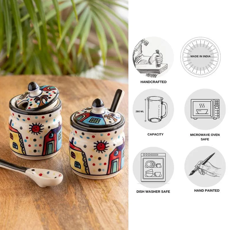 Coastal Cottage Handpainted Ceramic Jar (280 ML) - Four Piece Set media 6