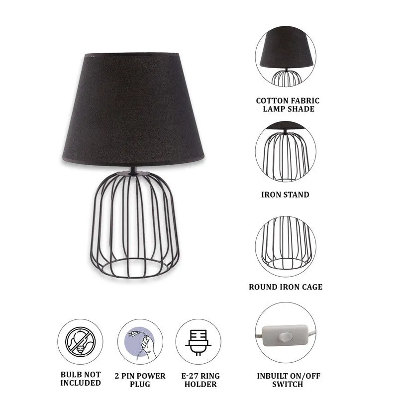 AarviDecor Valen Designer Fabric Table Lamp - Black media 7