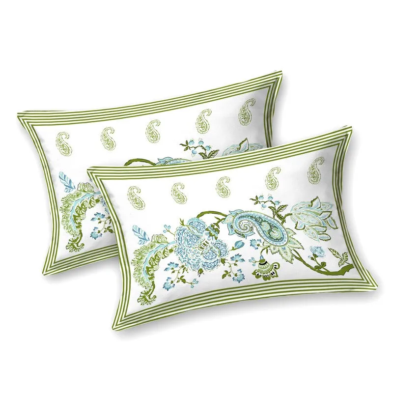 Royal Glow Cotton Bedsheet (Green,White) - 120 TC media 3
