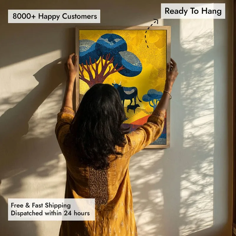 Sunlit Canvas Wall Painting With Brown Frame media 8
