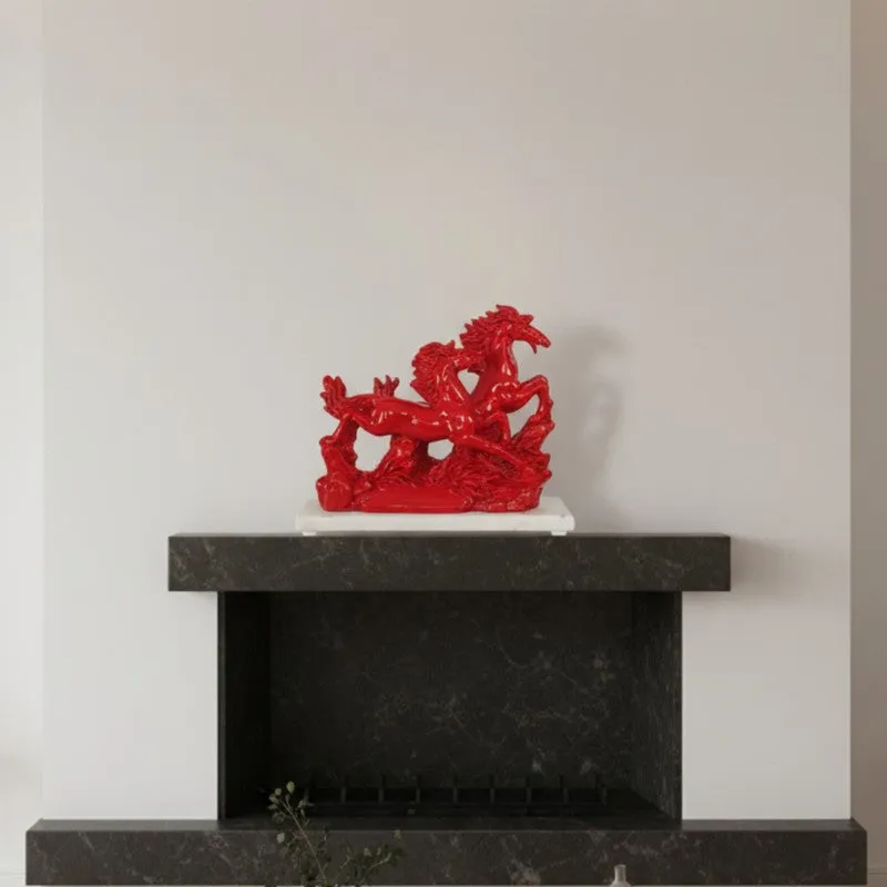 Running Horses Resin Showpiece - Red media 5