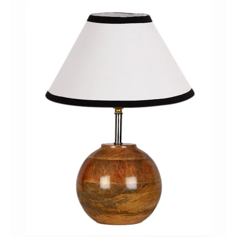 Auryon Cotton Table Lamp With Wooden Base - White media 4
