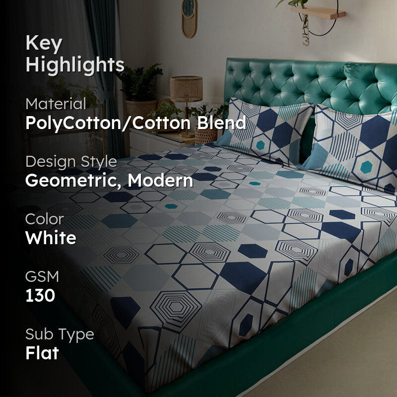 Hexa Haze Geometric Bedsheet - 130 GSM media 2