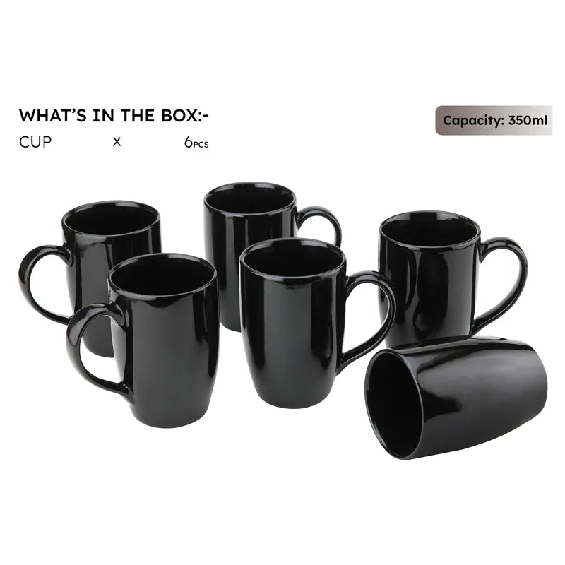 Kopi Ceramic Coffee Mug (Black/350 mL Each) - Set Of Six media 5