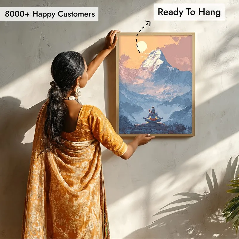 Mahadev Meditating Blissful IV Wall art - Natural Brown Frame media 7