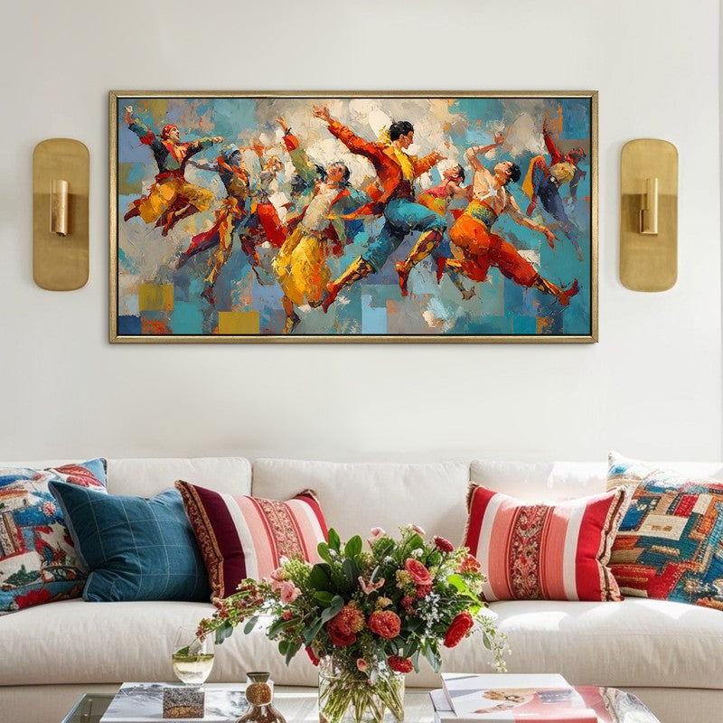 Rhythmic Leap Canvas Wall Painting With Frame