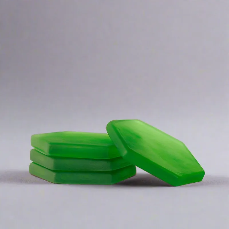 Glossy Hexa Glass Coaster (Green) - Set Of Four media 1