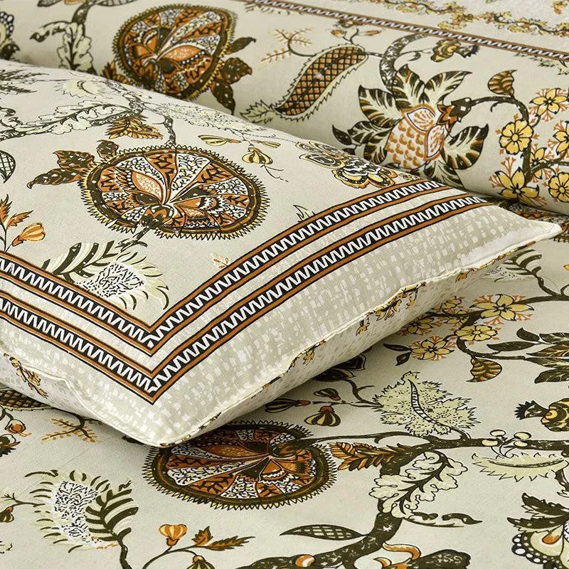 Tribhuna Printed Cotton Bedsheet (Yellow,Brown) - 160 TC media 3