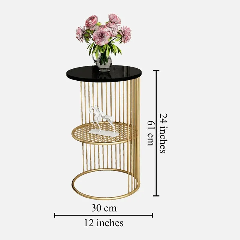 Alto Moderne Metal Accent Table with Marble Top media 6