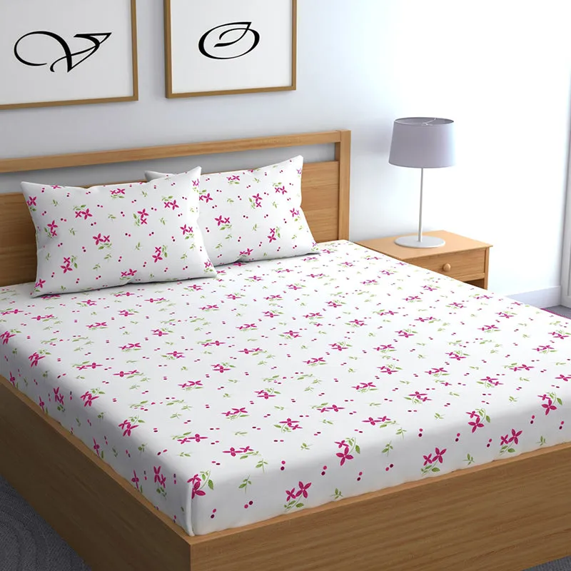 Nellie Fitted Microfiber Microfiber Bedsheet (Pink) - 150 GSM media 1