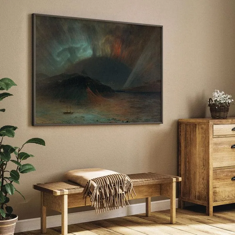 Aurora Borealis Canvas Wall Painting - Black Frame media 5