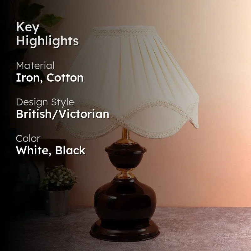 Celastra Cotton Table Lamp With Iron Base - White media 2