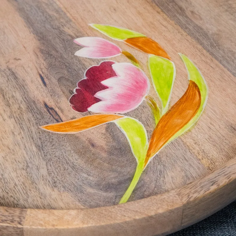 Padma Lotus Inspired Wood Rotating Serving Platter media 7