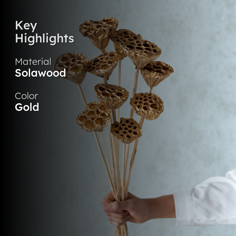 Nala Golden Lotus Pod on Stem - Set Of Ten media 2