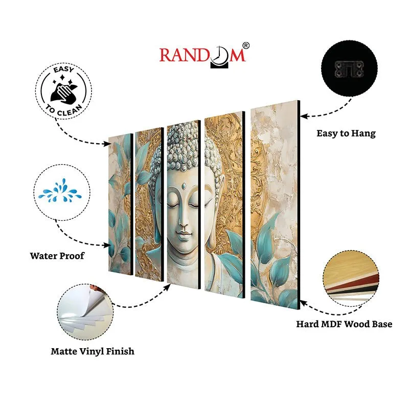 Buddha Calm Canvas Wall Art - Set Of Five media 7