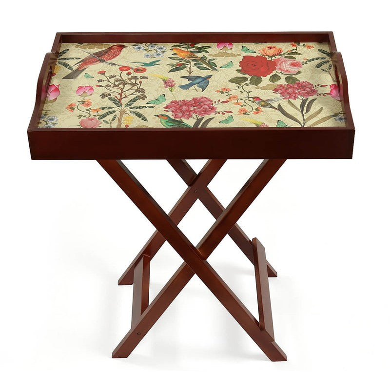 India Circus Floral Multicolor Rectangle Teakwood Side & Bedside Table media 3