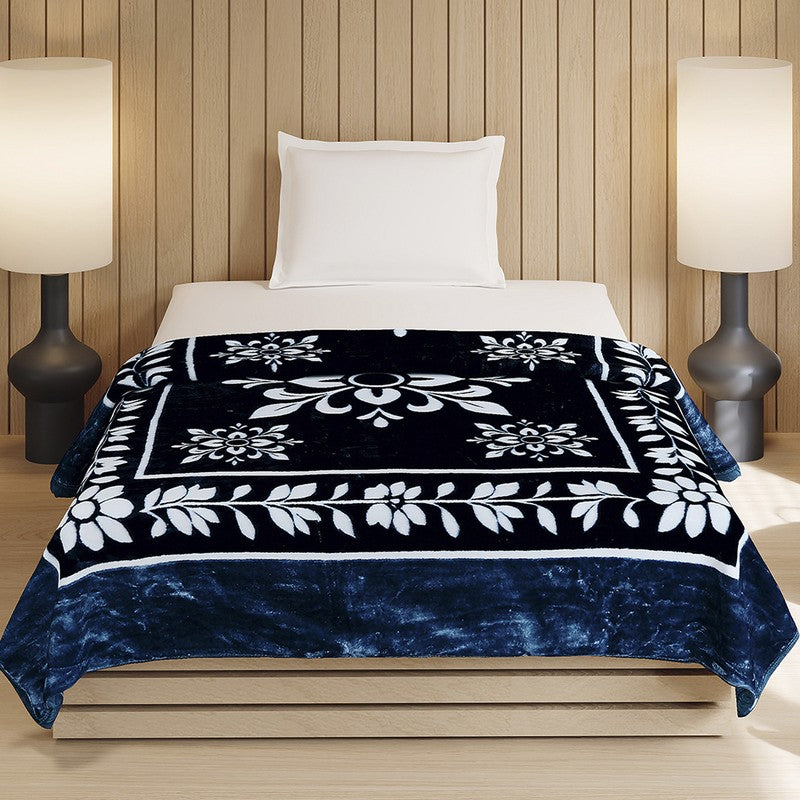 Monte Carlo Midnight Blossom Blanket (Blue)- 540 GSM