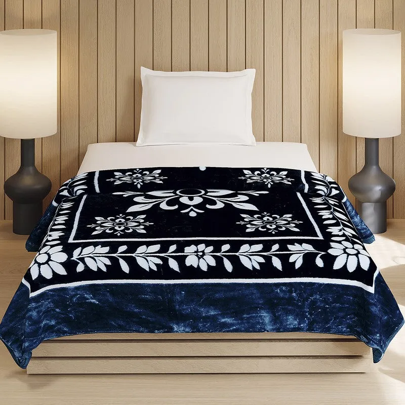 Monte Carlo Midnight Blossom Blanket (Blue)- 540 GSM media 1
