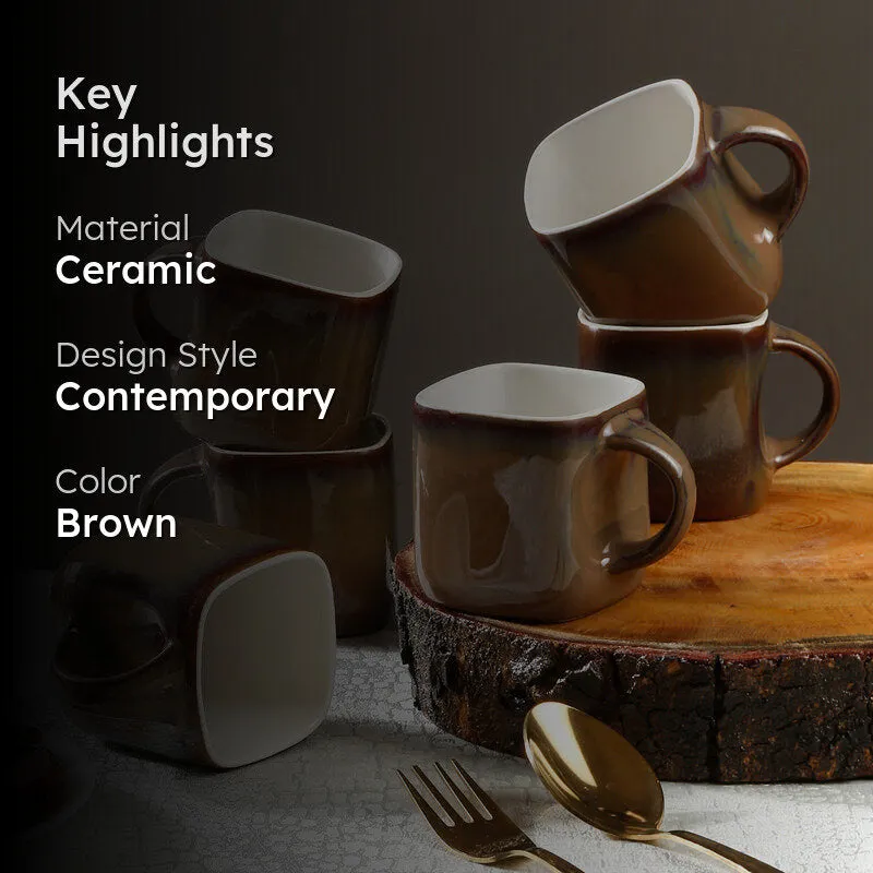 Gleam Ceramic Tea Cup (130 mL Each) - Set Of Six - 2