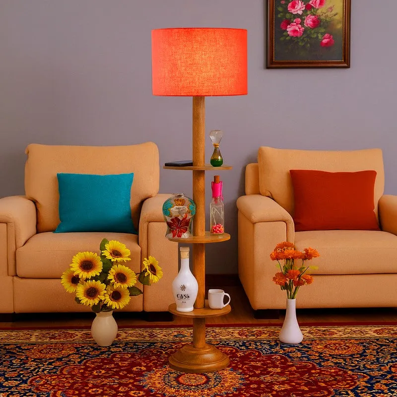 LumiCrate Tower Wooden Floor Lamp - Orange media 1