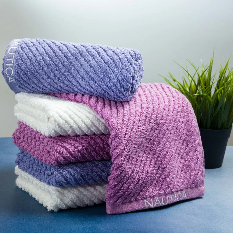 Nautica Riviera Soft Cotton Hand Towel (White, Lilac & Blue) - Set Of Six media 3